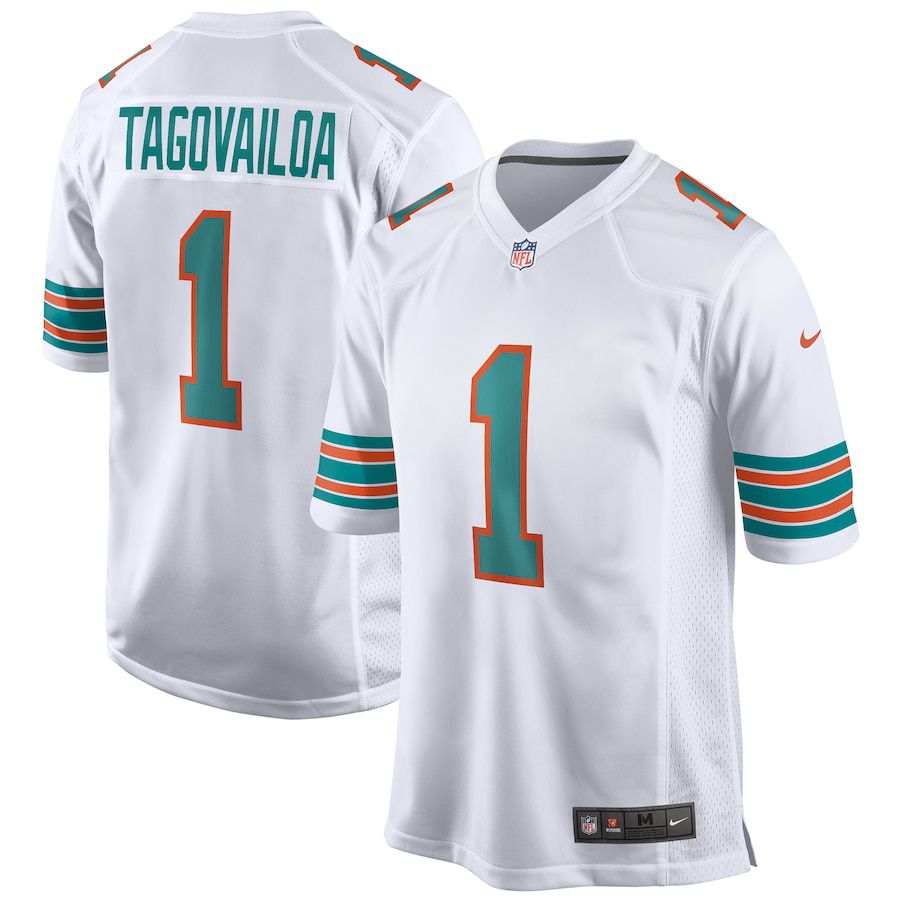 Men Miami Dolphins #1 Tua Tagovailoa Nike White 2nd Alternate Game NFL Jersey